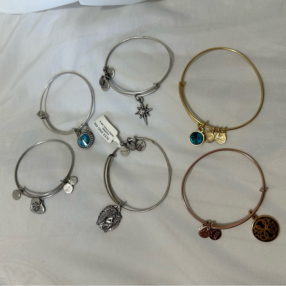 Alex and Ani Silver and Gold Charm Bracelets